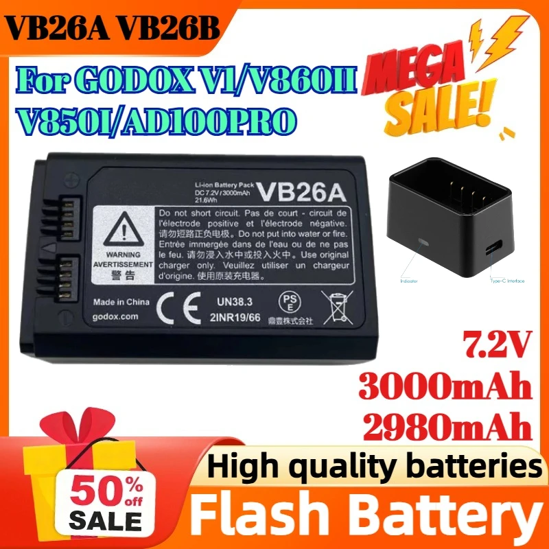 VB26A VB26B 7,2 В 3000 мАч 2980 мАч Цифровая батарея для GODOX V1/V860II/V850I/AD100PRO Flash Battery
VB26A VB26B 7,2 В 3000 мАч 2980 мАч Цифровая батарея для GODOX V1/V860II/V850I/AD100PRO Flash Battery