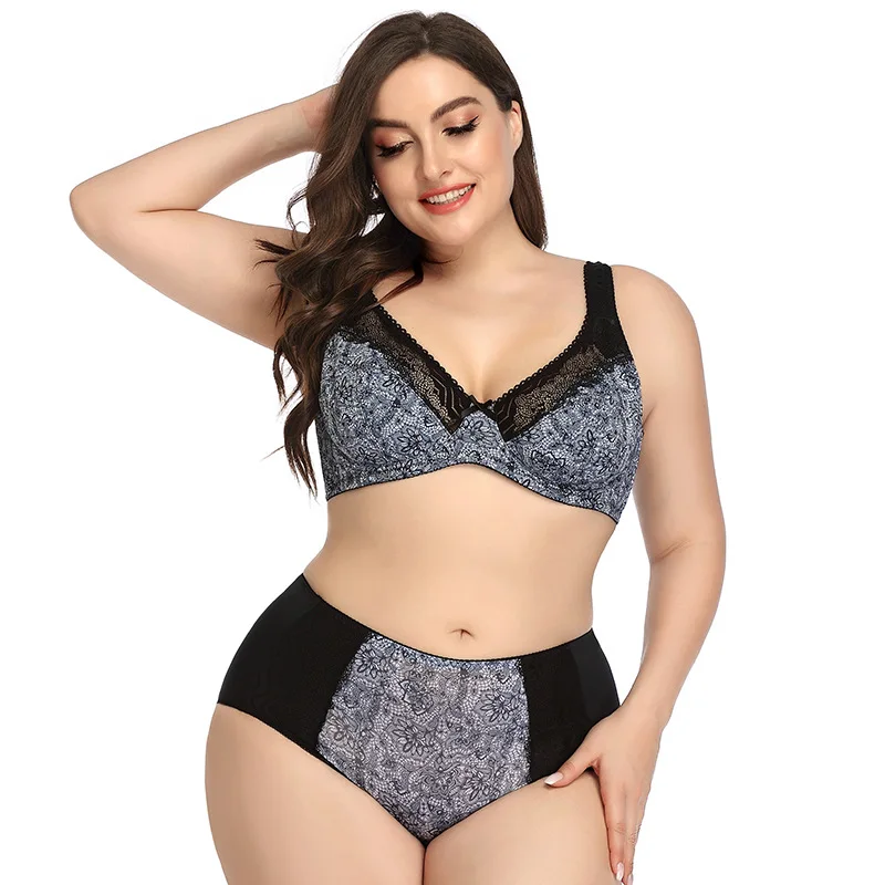 New foreign trade printed bra set large size lace bra women's fat MM underwear bra D cup
New foreign trade printed bra set large size lace bra women's fat MM underwear bra D cup