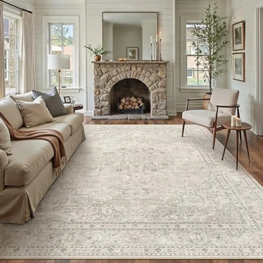 Living Room Bedroom Dining Room Office Beige 8x10 Area Rug Washable Vintage Floral Low Pile Soft Non-Slip Thin Indoor Carpet wi
Living Room Bedroom Dining Room Office Beige 8x10 Area Rug Washable Vintage Floral Low Pile Soft Non-Slip Thin Indoor Carpet wi