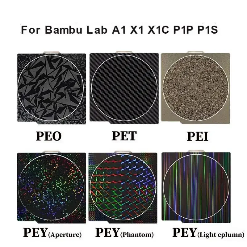 For Bambu Lab 3D Printer Build Plate X1 X1C Holographic PEY Sheet PET PEI Texture 257x257mm PEO PER Bambulab Upgrade Heated Bed
For Bambu Lab 3D Printer Build Plate X1 X1C Holographic PEY Sheet PET PEI Texture 257x257mm PEO PER Bambulab Upgrade Heated Bed