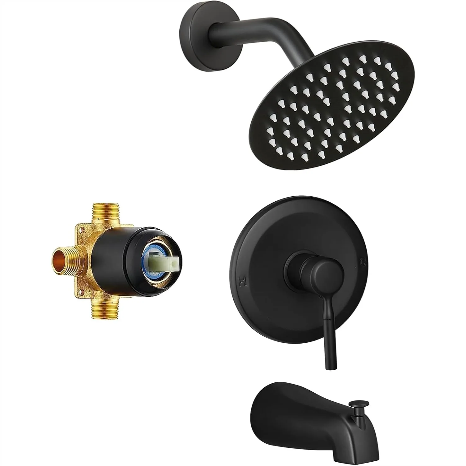Tub Shower Faucet Set with 6-Inch Rain Shower Head, Single-Handle Trim Kit & Tub Spout, Matte Black
Tub Shower Faucet Set with 6-Inch Rain Shower Head, Single-Handle Trim Kit & Tub Spout, Matte Black