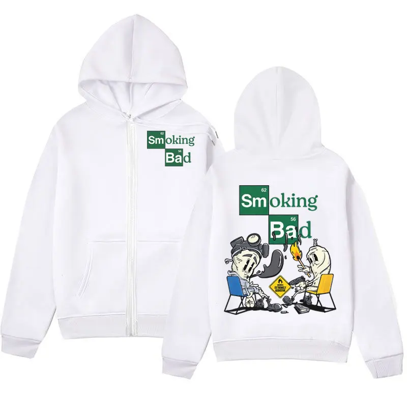 Smoking Bad Funny Meme Zipper Hoodie Movie Parody Heisenberg Breaking Bad Graphic Zip Up Pullovers Unisex Fashion Y2k Sweatshirt
Smoking Bad Funny Meme Zipper Hoodie Movie Parody Heisenberg Breaking Bad Graphic Zip Up Pullovers Unisex Fashion Y2k Sweatshirt