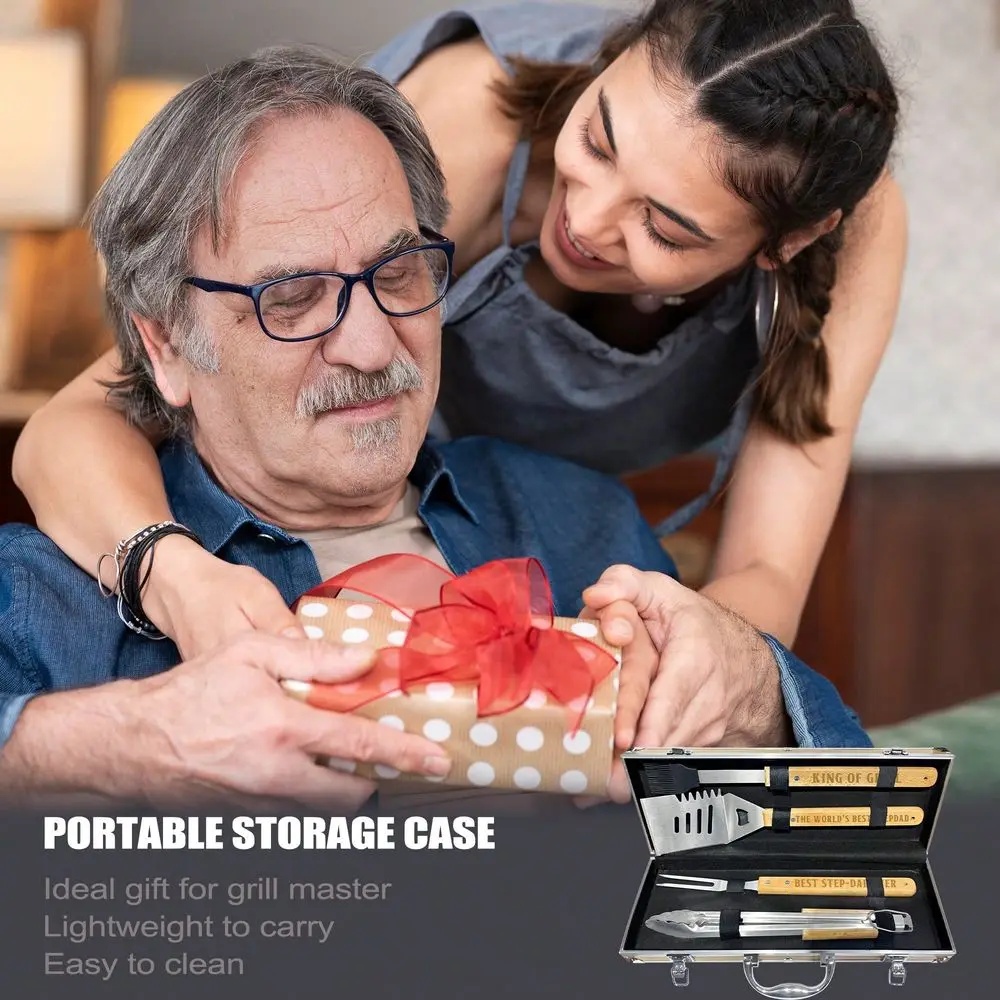 Gifts From Daughter Heavy Duty Wooden BBQ Grilling Accessories Kit For Backyard, Dad Fathers Day Thick Stainless Steel Grill Ut
Gifts From Daughter Heavy Duty Wooden BBQ Grilling Accessories Kit For Backyard, Dad Fathers Day Thick Stainless Steel Grill Ut