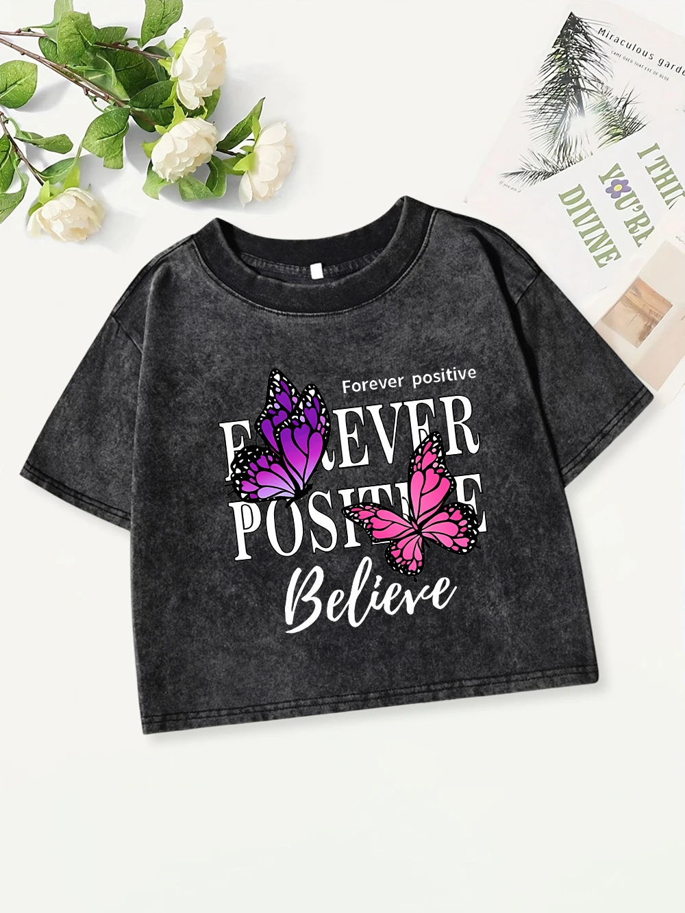Y2K Cotton Crop Tops Womens Forever Positive Believe Prints Washed T-Shirt Casual O-Neck Regular Fit Streetwear Fashion Clothes
Y2K Cotton Crop Tops Womens Forever Positive Believe Prints Washed T-Shirt Casual O-Neck Regular Fit Streetwear Fashion Clothes