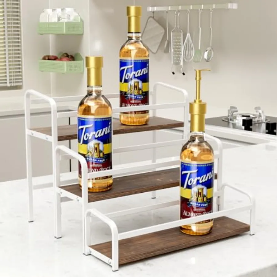 3-Tier Coffee Syrup Rack for Countertop, Large Capacity 12-Bottles Syrup Stand with Wood Shelf and Metal Frame for Coffee Bar,
3-Tier Coffee Syrup Rack for Countertop, Large Capacity 12-Bottles Syrup Stand with Wood Shelf and Metal Frame for Coffee Bar,
