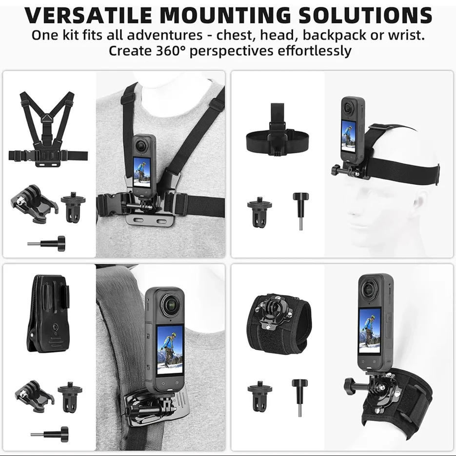 Accessories Kit for Insta 360 X4 Air/X5 X4 X3 Chest Mount Head Strap Backpack Clip Holder Wrist Strap for Insta 360 X5 X4 X3
Accessories Kit for Insta 360 X4 Air/X5 X4 X3 Chest Mount Head Strap Backpack Clip Holder Wrist Strap for Insta 360 X5 X4 X3