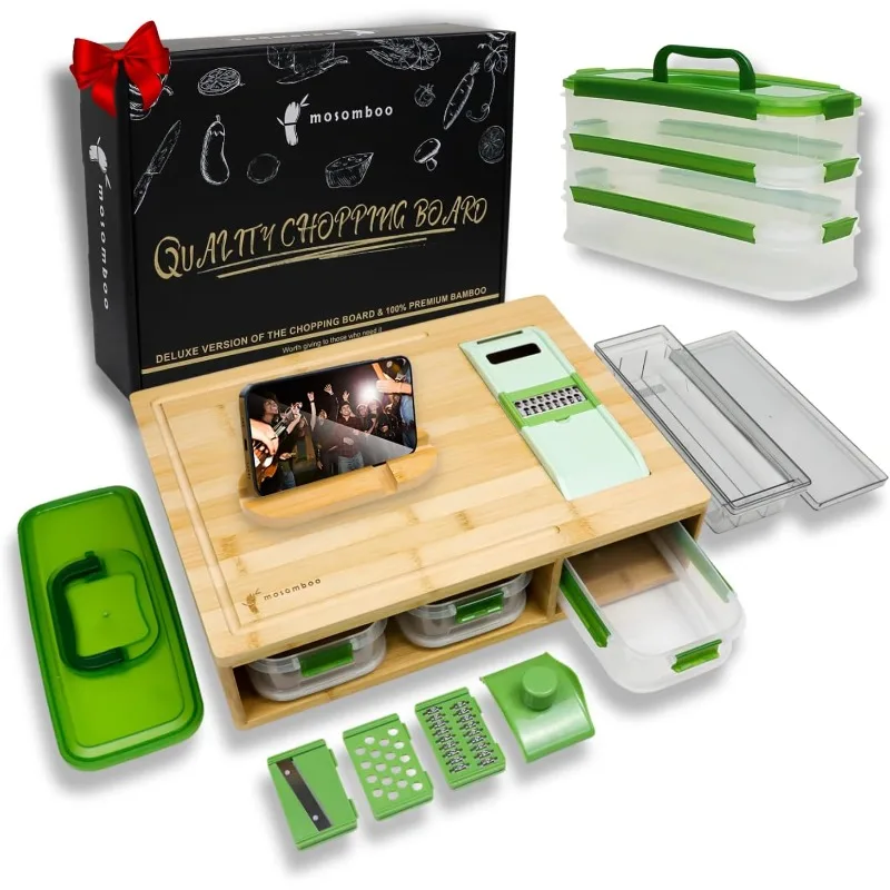 Large Smart Cutting Board Set with Stackable Containers, Built-in Graters and Locking Lid,
Large Smart Cutting Board Set with Stackable Containers, Built-in Graters and Locking Lid,