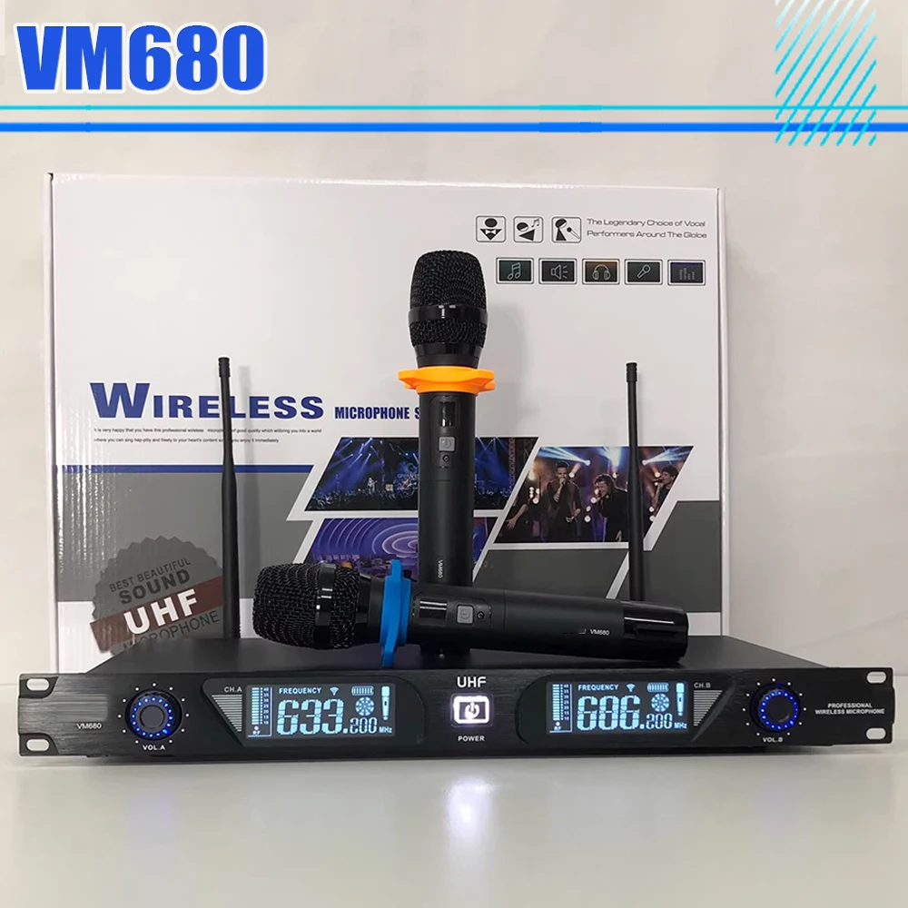 VM680 беспроводной микрофон, импортный от одного до двух KTV, анти-свистящий микрофон, U-образный FM-микрофон для JBL
VM680 беспроводной микрофон, импортный от одного до двух KTV, анти-свистящий микрофон, U-образный FM-микрофон для JBL