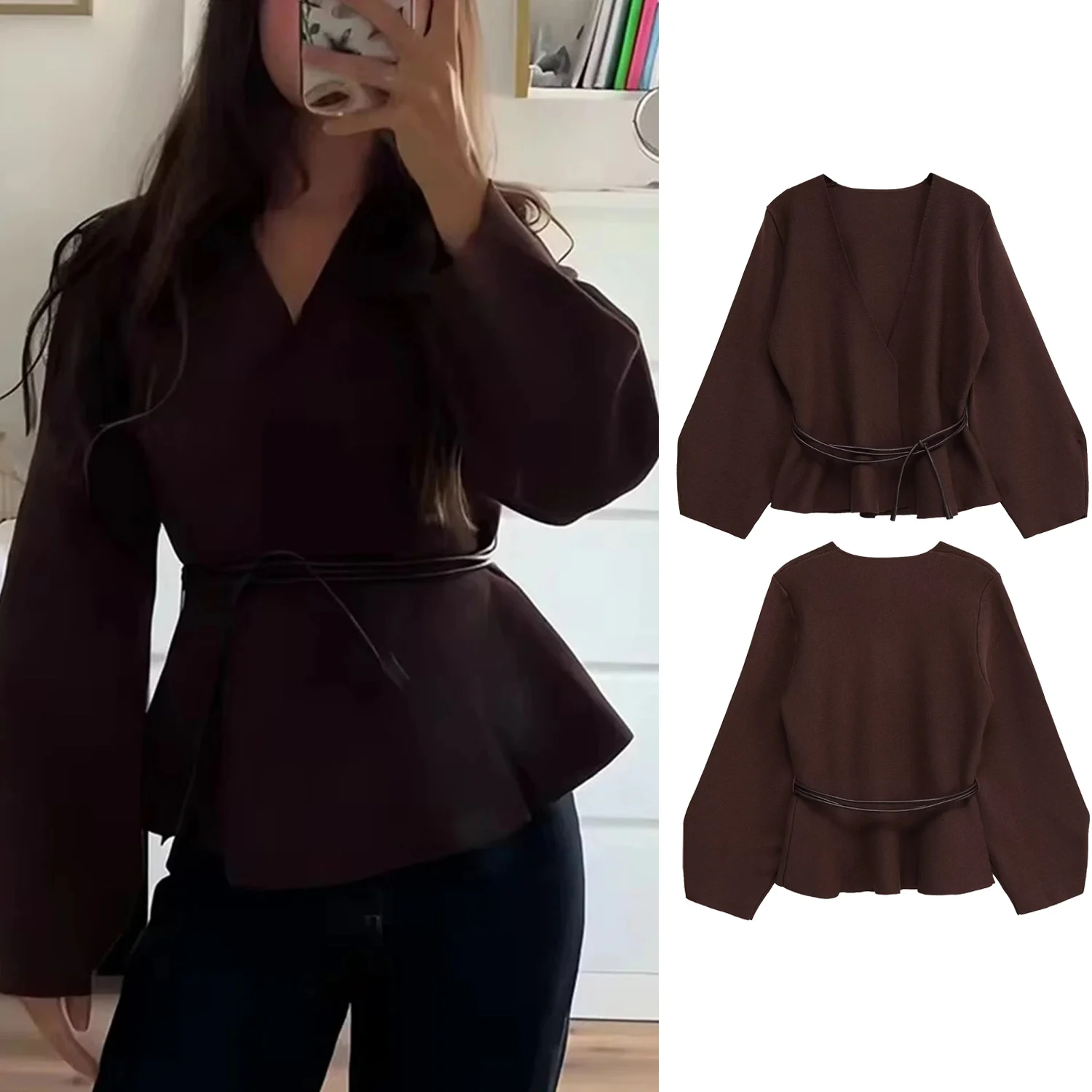 Women's Knitted With Belt Jackets Coat Long Sleeve High Street Lady Short Coats Autumn Winter Wrinkled Hem Female Cardigan Top
Women's Knitted With Belt Jackets Coat Long Sleeve High Street Lady Short Coats Autumn Winter Wrinkled Hem Female Cardigan Top