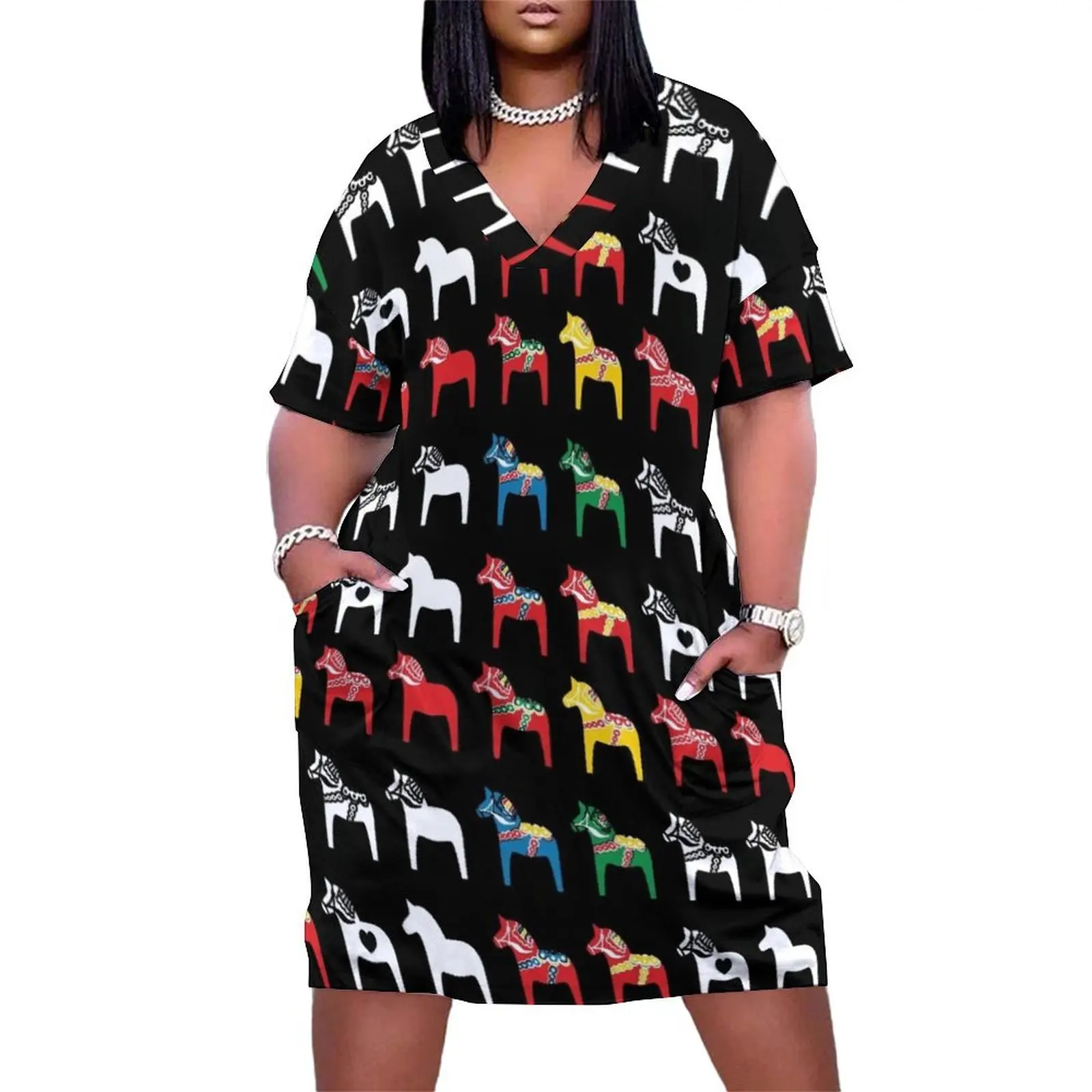 Dala Horses Dalarna Sweden Horse Dalecarlian Swedish Colorful Loose Pocket Dress dress for woman sexy dress for women
Dala Horses Dalarna Sweden Horse Dalecarlian Swedish Colorful Loose Pocket Dress dress for woman sexy dress for women