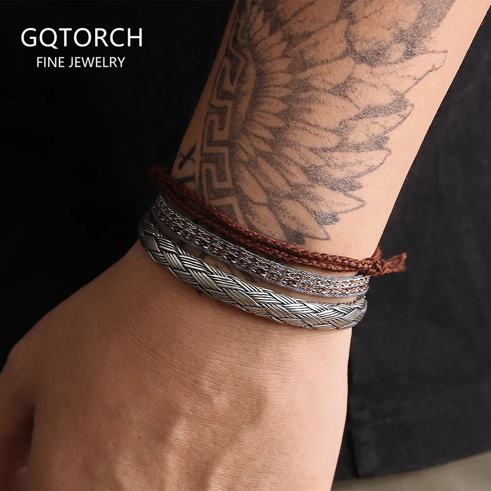3 шт./компл., плетеный открытый браслет из стерлингового серебра 925 пробы в стиле ретро с коричневой веревкой на удачу, мужской браслет в стек, винтажные ювелирные изделия для вечеринок
3 шт./компл., плетеный открытый браслет из стерлингового серебра 925 пробы в стиле ретро с коричневой веревкой на удачу, мужской браслет в стек, винтажные ювелирные изделия для вечеринок