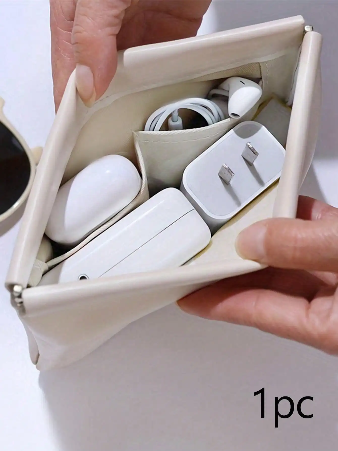 Cream Compact Cable Organizer Bag with Automatic Closure for Chargers, Earphones & Accessories
Cream Compact Cable Organizer Bag with Automatic Closure for Chargers, Earphones & Accessories