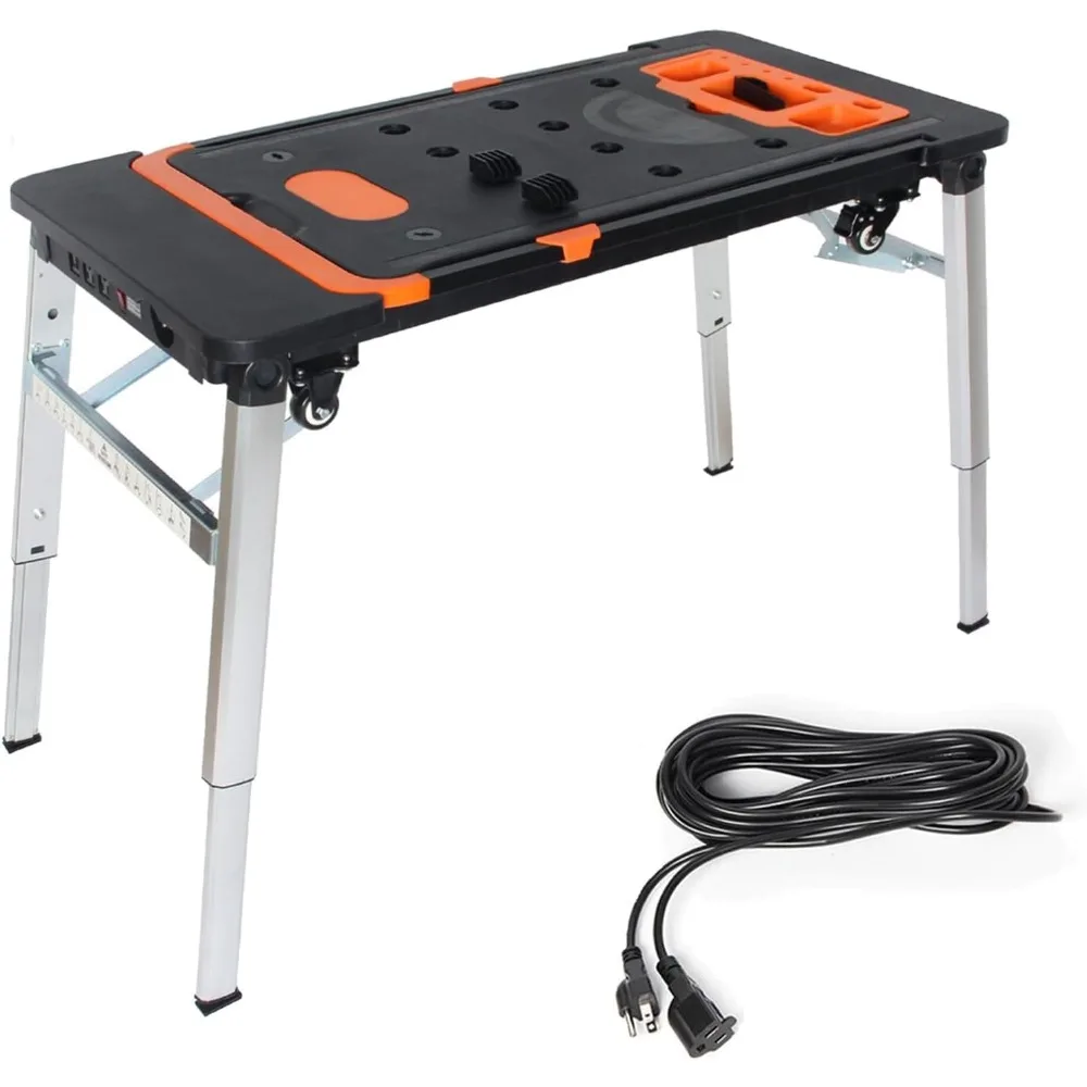 7-in-1 Workbench Folding with Power Outlet and 33ft Long Power Cord Painted Work Table as Workbench, Scaffold,Platform,Sawhorse
7-in-1 Workbench Folding with Power Outlet and 33ft Long Power Cord Painted Work Table as Workbench, Scaffold,Platform,Sawhorse