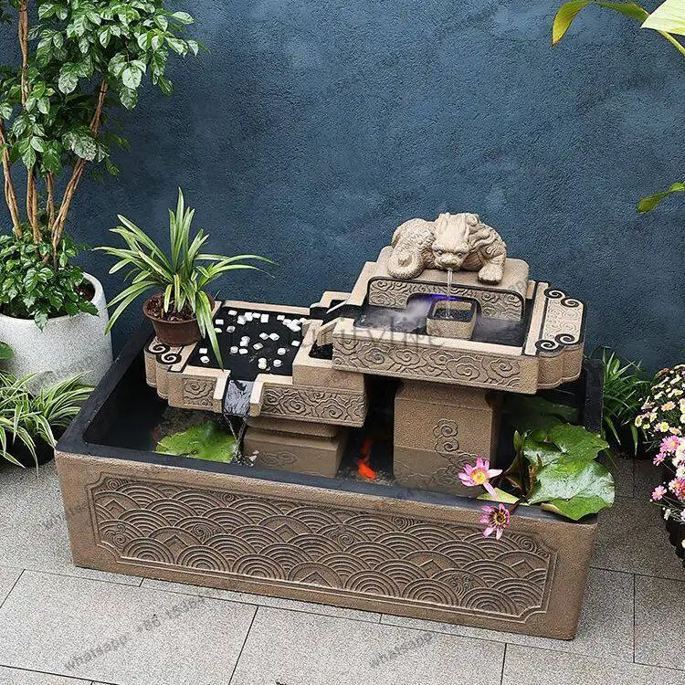 Garden water fountain large fish pond landscaping garden balcony lucky circulating water system
Garden water fountain large fish pond landscaping garden balcony lucky circulating water system