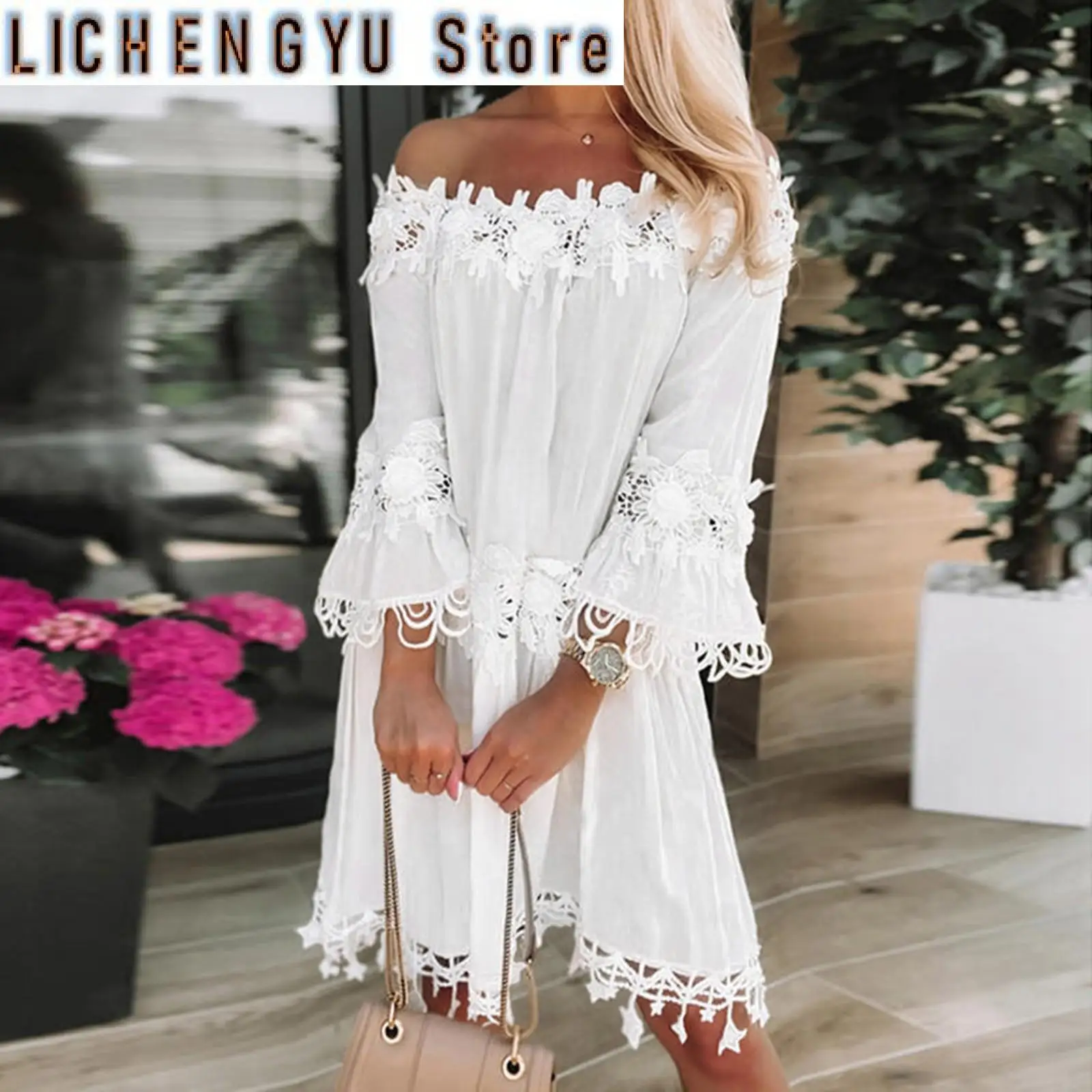 Boho Sundress Lace Off Shoulder Summer Dresses For Women Casual V Neck Short Sleeve Beach Dress Women'S Clothing Vestidos
Boho Sundress Lace Off Shoulder Summer Dresses For Women Casual V Neck Short Sleeve Beach Dress Women'S Clothing Vestidos