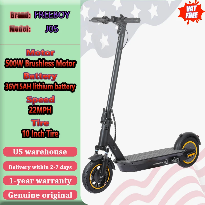 FREEBOY J05 Electric Scooter 500W Motor 36V15AH Battery APP Control E-Scooter City Commuter Foldable Travel Scooter 10 Inch
FREEBOY J05 Electric Scooter 500W Motor 36V15AH Battery APP Control E-Scooter City Commuter Foldable Travel Scooter 10 Inch