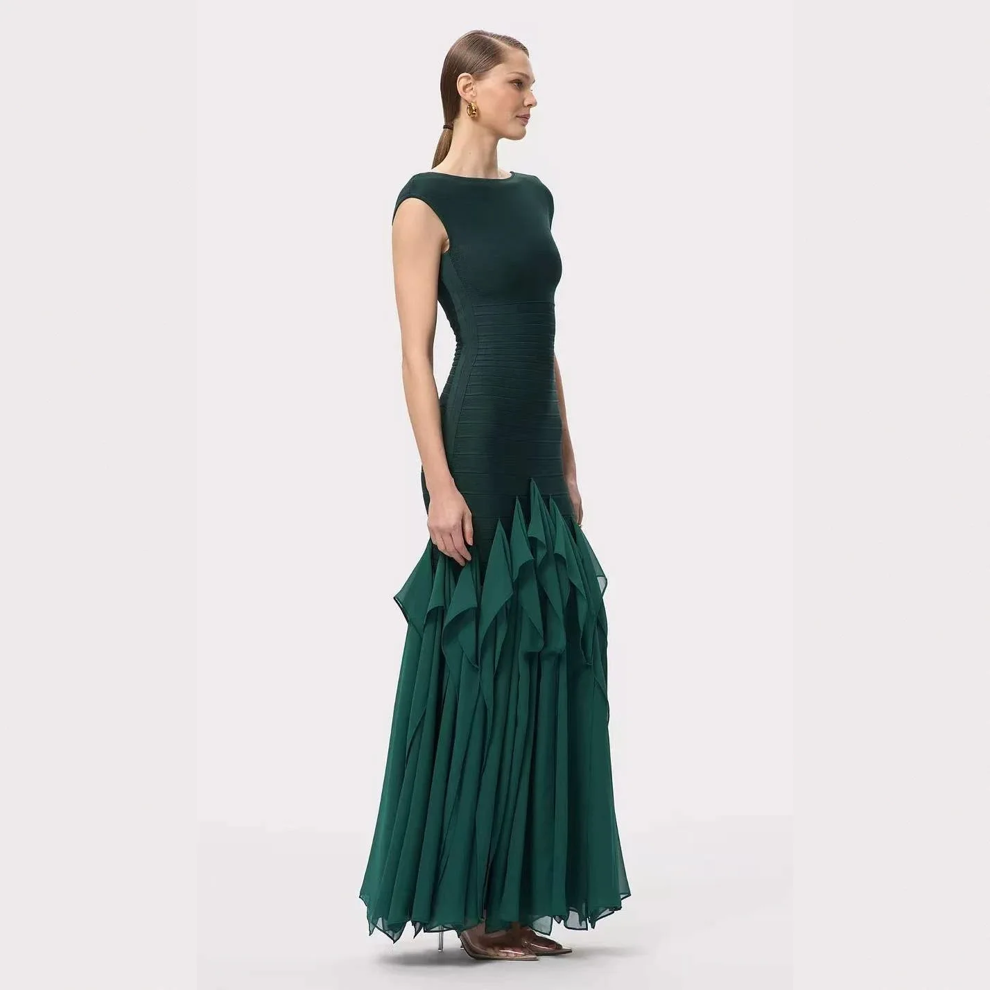 Fashion Green Bandage Maxi Dress O Neck Sleeveless Backless Ruffles Patchwork Dresses Bodycon Evening Party Cocktail Gowns
Fashion Green Bandage Maxi Dress O Neck Sleeveless Backless Ruffles Patchwork Dresses Bodycon Evening Party Cocktail Gowns