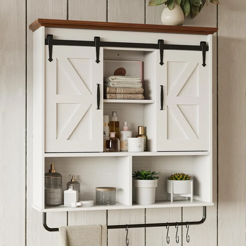 Bathroom Wall Cabinet, Farmhouse Medicine Cabinet with Sliding Barn Door, Storage Cabinet Wall Mounted with Adjustable Shelves
Bathroom Wall Cabinet, Farmhouse Medicine Cabinet with Sliding Barn Door, Storage Cabinet Wall Mounted with Adjustable Shelves