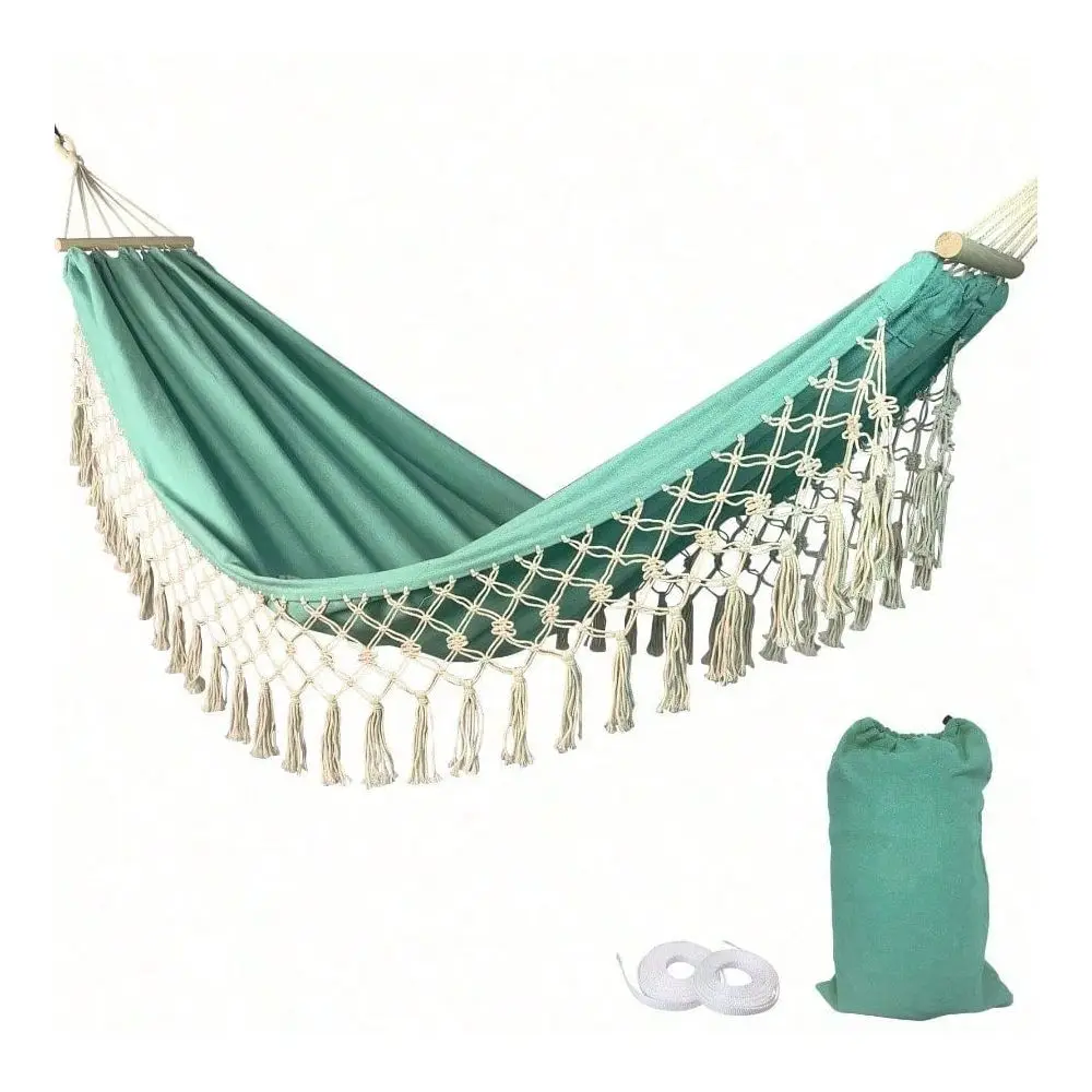 Macrame Hammock, Portable Cotton Hammocks Hanging Swing With Elegant Tassels 300LBS Weight Capacity For Indoor Outdoor Patio Ba
Macrame Hammock, Portable Cotton Hammocks Hanging Swing With Elegant Tassels 300LBS Weight Capacity For Indoor Outdoor Patio Ba