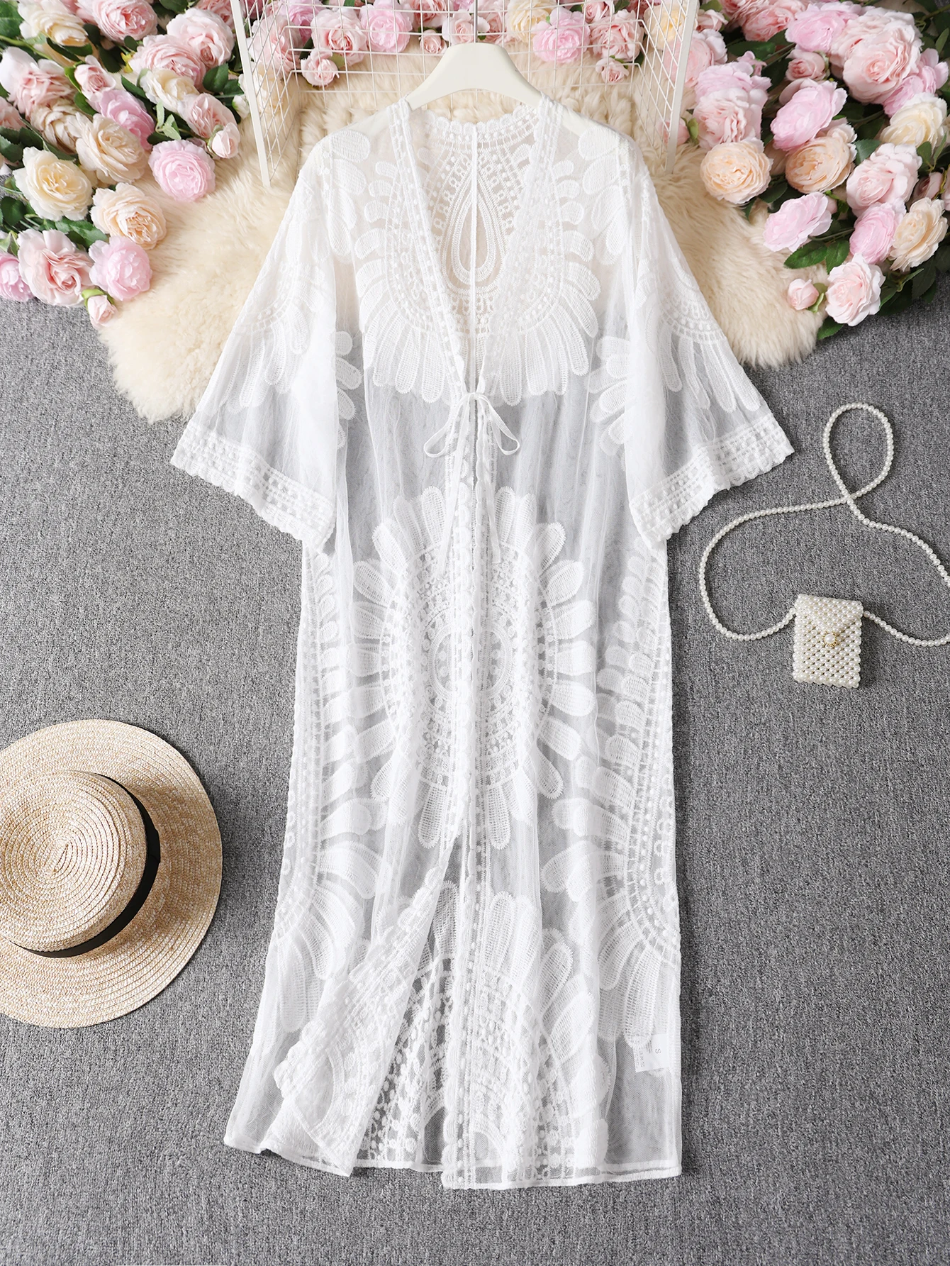 Long Sleeveless Lace Knitted Cardigan Beach Cover up Bohemian Style Evening Wear for Women
Long Sleeveless Lace Knitted Cardigan Beach Cover up Bohemian Style Evening Wear for Women