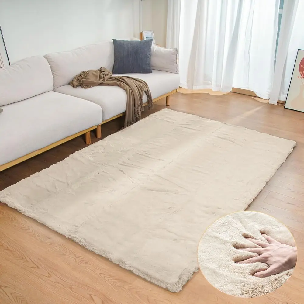 Soft Beige Faux Rabbit Fur Shag Rug, 4x6 Feet, Ideal for Bedroom and Living Room, Washable Nursery Carpet
Soft Beige Faux Rabbit Fur Shag Rug, 4x6 Feet, Ideal for Bedroom and Living Room, Washable Nursery Carpet