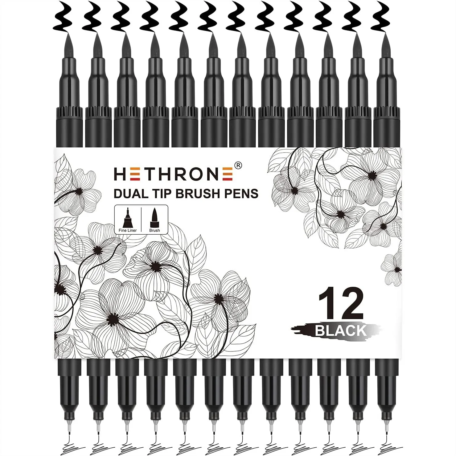 Black Markers for Drawing - Brush Pens with Felt Tips, Calligraphy Pens for Artists, 12 Pack Set
Black Markers for Drawing - Brush Pens with Felt Tips, Calligraphy Pens for Artists, 12 Pack Set