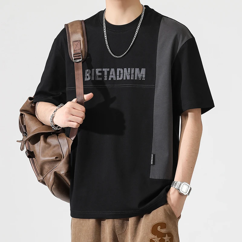 Pure Cotton short sleeved T-shirt, men's loose fitting, summer men's round neck, fashionable and trendy printed casual top
Pure Cotton short sleeved T-shirt, men's loose fitting, summer men's round neck, fashionable and trendy printed casual top