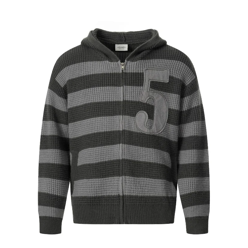 Женские полосатые кардиганы, свитер на молнии с капюшоном, одинаковые по цвету весенние модные пальто в ленивом стиле, осенние свободные вязаные топы для отдыха 
Женские полосатые кардиганы, свитер на молнии с капюшоном, одинаковые по цвету весенние модные пальто в ленивом стиле, осенние свободные вязаные топы для отдыха