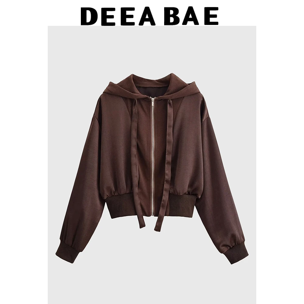 DEEABAE Winter new women's casual style long sleeved zipper splicing silk satin texture hooded shirt
DEEABAE Winter new women's casual style long sleeved zipper splicing silk satin texture hooded shirt