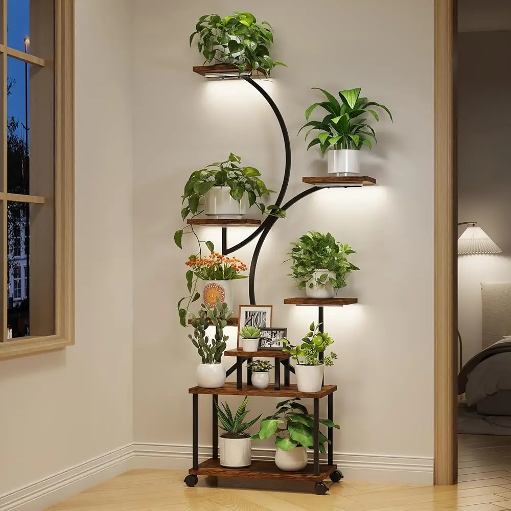 Plant Stand Indoor With Grow Lights, 8-Tiered Large Metal Plant Shelf With Wheels And Feet Pad, 61"" Tall Plant Stand For
Plant Stand Indoor With Grow Lights, 8-Tiered Large Metal Plant Shelf With Wheels And Feet Pad, 61"" Tall Plant Stand For