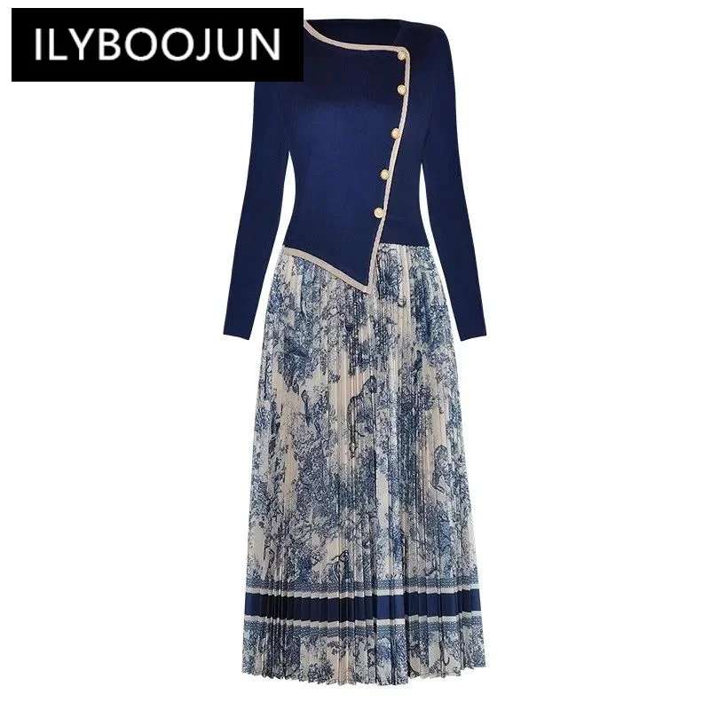 Spring Summer Fashion Women's dress Asymmetric collar Long sleeved Elastic Patchwork Pleated Printed Dresses
Spring Summer Fashion Women's dress Asymmetric collar Long sleeved Elastic Patchwork Pleated Printed Dresses