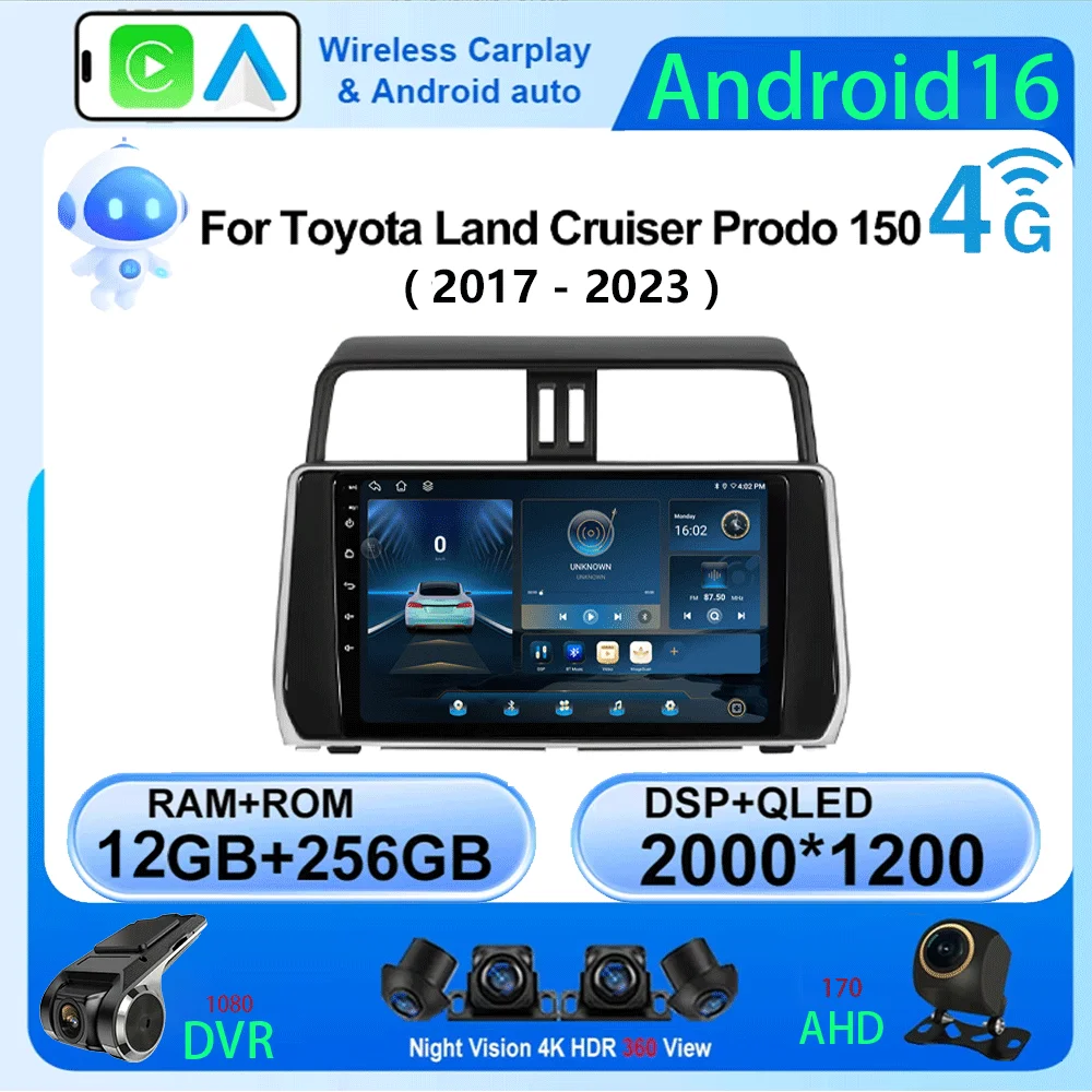 LJZN Android 16 Car Radio Multimedia For Toyota Land Cruiser Prado 150 2017 - 2023 Carplay 2 din Stereo Receive GPS 4G+WIFI 2din
LJZN Android 16 Car Radio Multimedia For Toyota Land Cruiser Prado 150 2017 - 2023 Carplay 2 din Stereo Receive GPS 4G+WIFI 2din