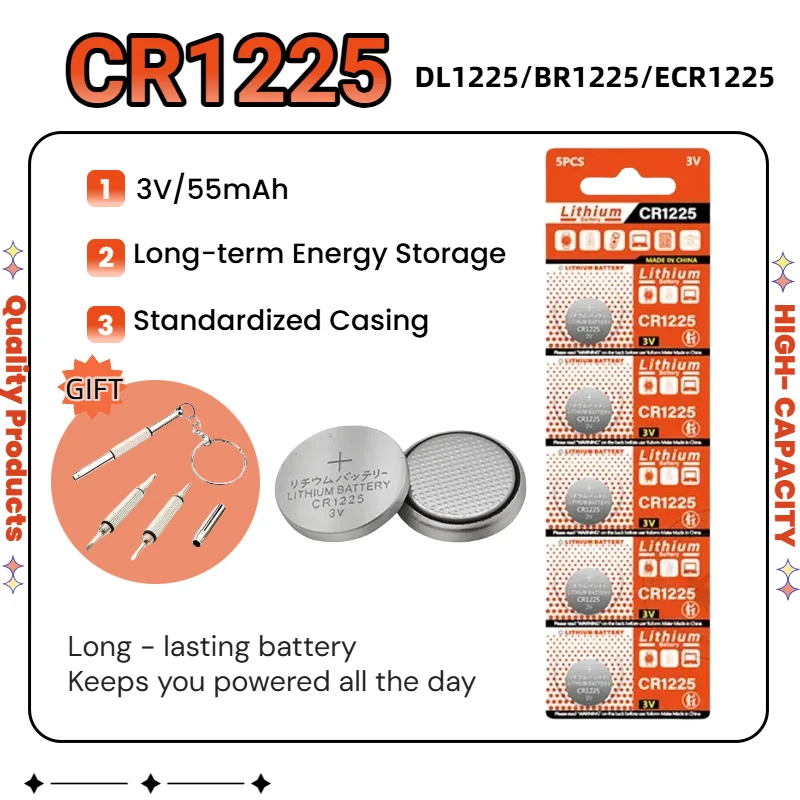 5-100pcs CR1225 BR1225 KL1225 L1225 ECR1225 KCR1225 3v Lithium Battery Bulk Compatible with calculator Watch Car key
5-100pcs CR1225 BR1225 KL1225 L1225 ECR1225 KCR1225 3v Lithium Battery Bulk Compatible with calculator Watch Car key