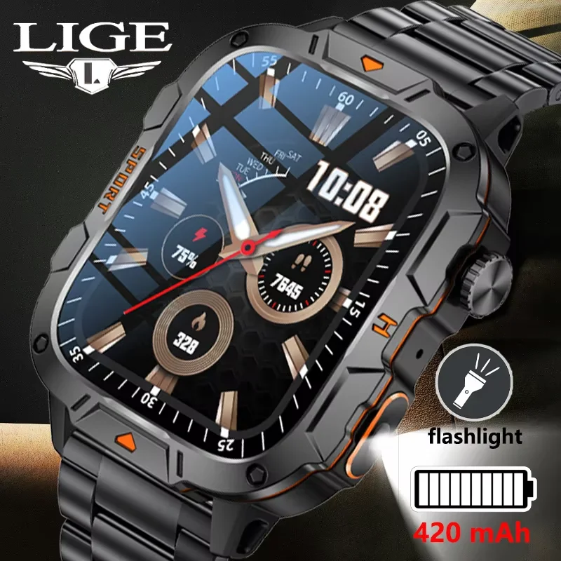 LIGE New LED Flashlight Smart Watch Men SOS Bluetooth Call Wristwatch 1.96-inch Screen Heart Rate Monitor Sports Smartwatch Man
LIGE New LED Flashlight Smart Watch Men SOS Bluetooth Call Wristwatch 1.96-inch Screen Heart Rate Monitor Sports Smartwatch Man