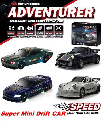 1/64 2.4G High speed Drift Rc Car 4WD Remote Control Car Four Wheel Drive Radio Controlled Mini RTR Racing Model Boy Toy Gift
