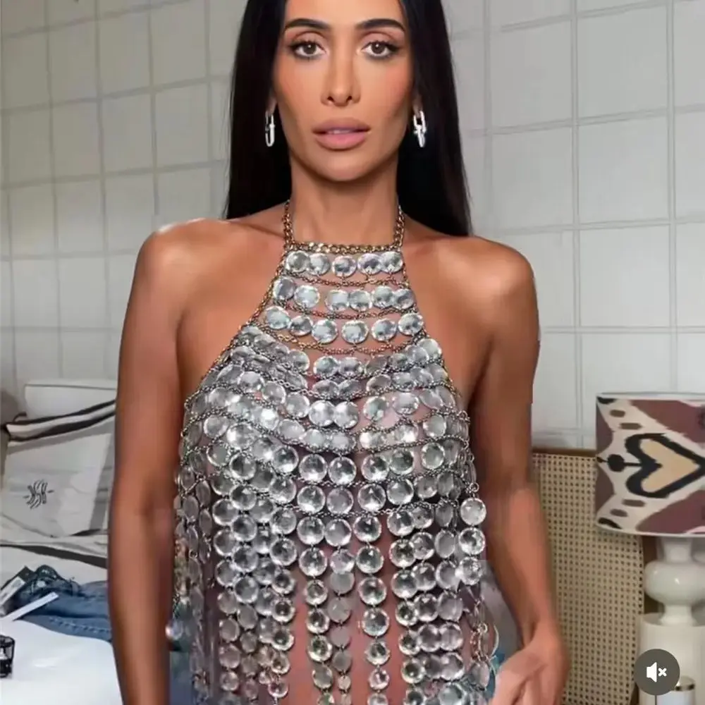 New Gemstone Fringe Patchwork Crop Top Sparkling Diamond Halter Neck Crop Body Chain Nightclub Hot Girl Performance Costume
New Gemstone Fringe Patchwork Crop Top Sparkling Diamond Halter Neck Crop Body Chain Nightclub Hot Girl Performance Costume