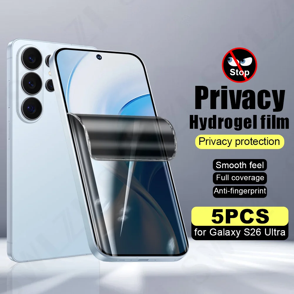 5Pcs soft full cover For Samsung S26 Ultra Privacy protective film S25 S24 Plus hydrogel film S23 phone screen protector S22 S21
5Pcs soft full cover For Samsung S26 Ultra Privacy protective film S25 S24 Plus hydrogel film S23 phone screen protector S22 S21