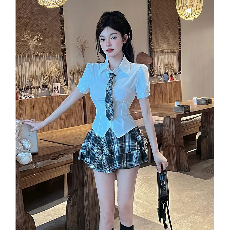 Summer Short Sleeve Plaid Shirt And Skirt Set Women's Sweet And Spicy Girl Slimming Top Korean Style Two-Piece Suit College S...
Summer Short Sleeve Plaid Shirt And Skirt Set Women's Sweet And Spicy Girl Slimming Top Korean Style Two-Piece Suit College S...