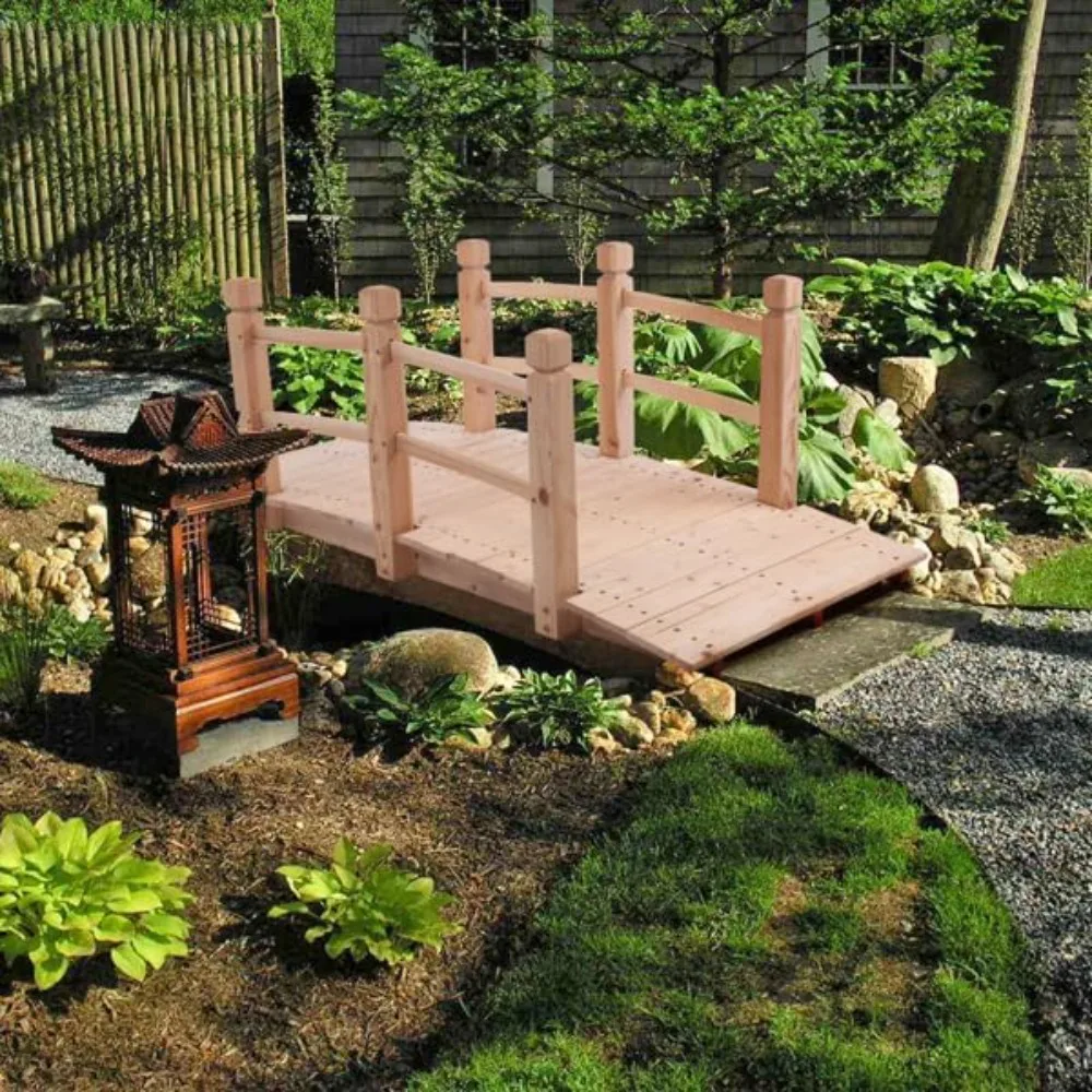 5ft Garden Bridge - Wood Arc Footbridge Walkway with Side Railings, Decorative Wooden Bridge Landscaping for Backyard
5ft Garden Bridge - Wood Arc Footbridge Walkway with Side Railings, Decorative Wooden Bridge Landscaping for Backyard