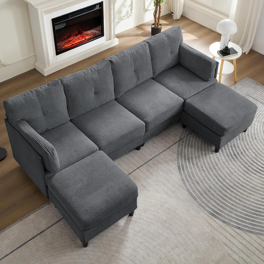 Convertible U-Shaped Sectional Sofa with 2 Movable Ottomans, 4 Seat Sectional Couches for Living Room Furniture, Corduroy Comfy
Convertible U-Shaped Sectional Sofa with 2 Movable Ottomans, 4 Seat Sectional Couches for Living Room Furniture, Corduroy Comfy