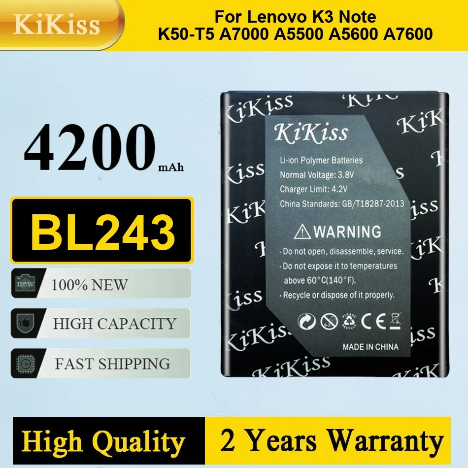 3000mAh Rechargeable Lithium Polymer Battery BL243 for Lenovo K3 Note K50-T5 A7000 A5500 A5600 A7600 Portable Batteries Warranty
3000mAh Rechargeable Lithium Polymer Battery BL243 for Lenovo K3 Note K50-T5 A7000 A5500 A5600 A7600 Portable Batteries Warranty