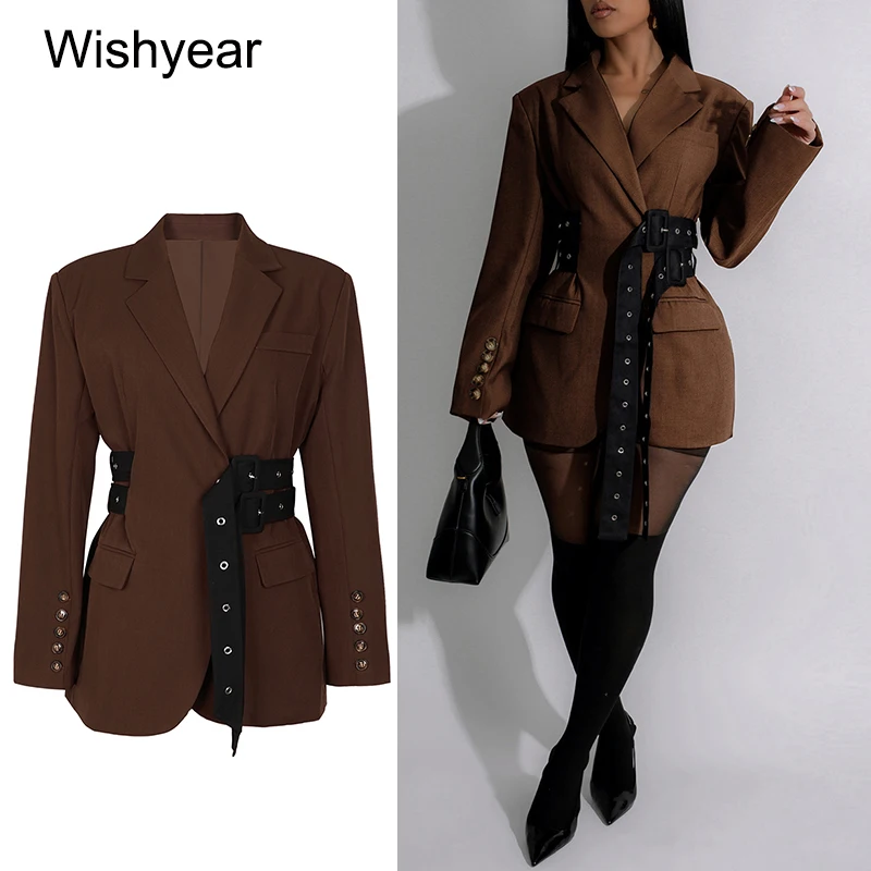Elegant Fashion Solid Blazer Jacket Spliced Belt Women Lapel Long Sleeve Coats Fall Outerwear Patchwork Button Blazers Office
Elegant Fashion Solid Blazer Jacket Spliced Belt Women Lapel Long Sleeve Coats Fall Outerwear Patchwork Button Blazers Office