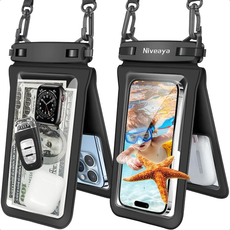 Niveaya Double Space Waterproof Phone Pouch 2 Pack Waterproof Phone Lanyard Case with iPhone 16 15 14 13 12 Pro Max up to 8.3 P
Niveaya Double Space Waterproof Phone Pouch 2 Pack Waterproof Phone Lanyard Case with iPhone 16 15 14 13 12 Pro Max up to 8.3 P