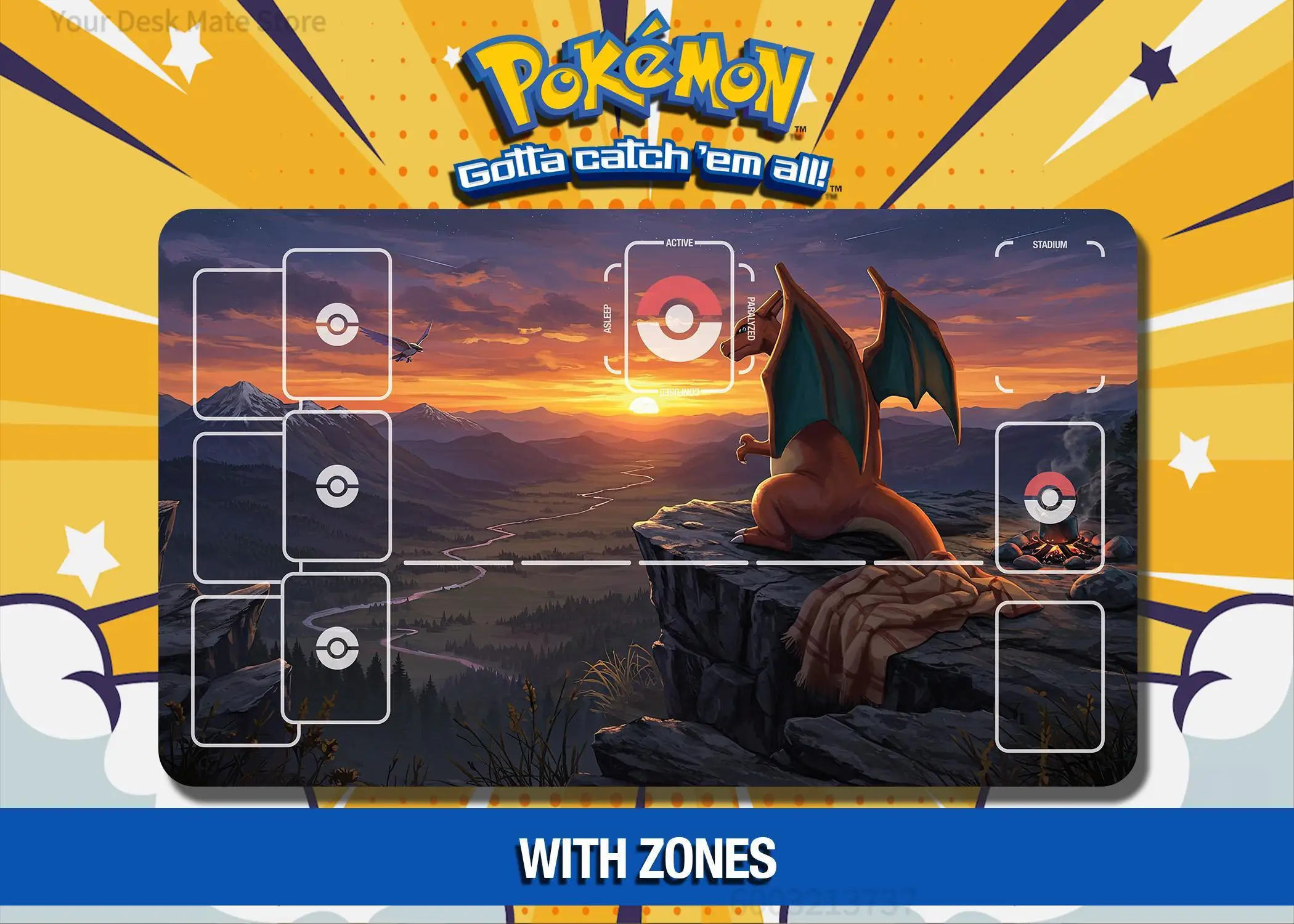 Pokemon Charizard Mountain Sunset Playmat Waterproof Non-slip Card Mat
Pokemon Charizard Mountain Sunset Playmat Waterproof Non-slip Card Mat