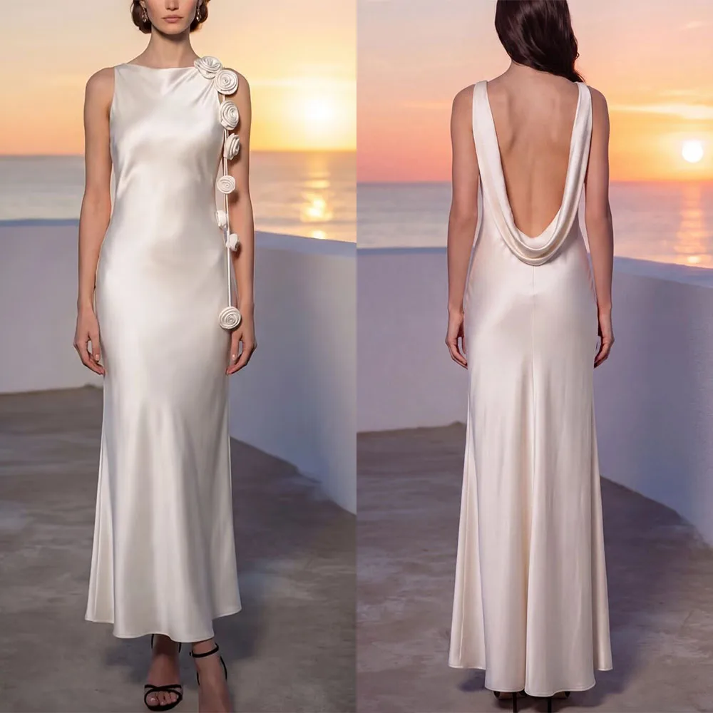 High Quality Customized O-neck Ankle Length Backless Sleeveless Flowers White Vestido De Festa De Casamento Party Dresses Robe
High Quality Customized O-neck Ankle Length Backless Sleeveless Flowers White Vestido De Festa De Casamento Party Dresses Robe