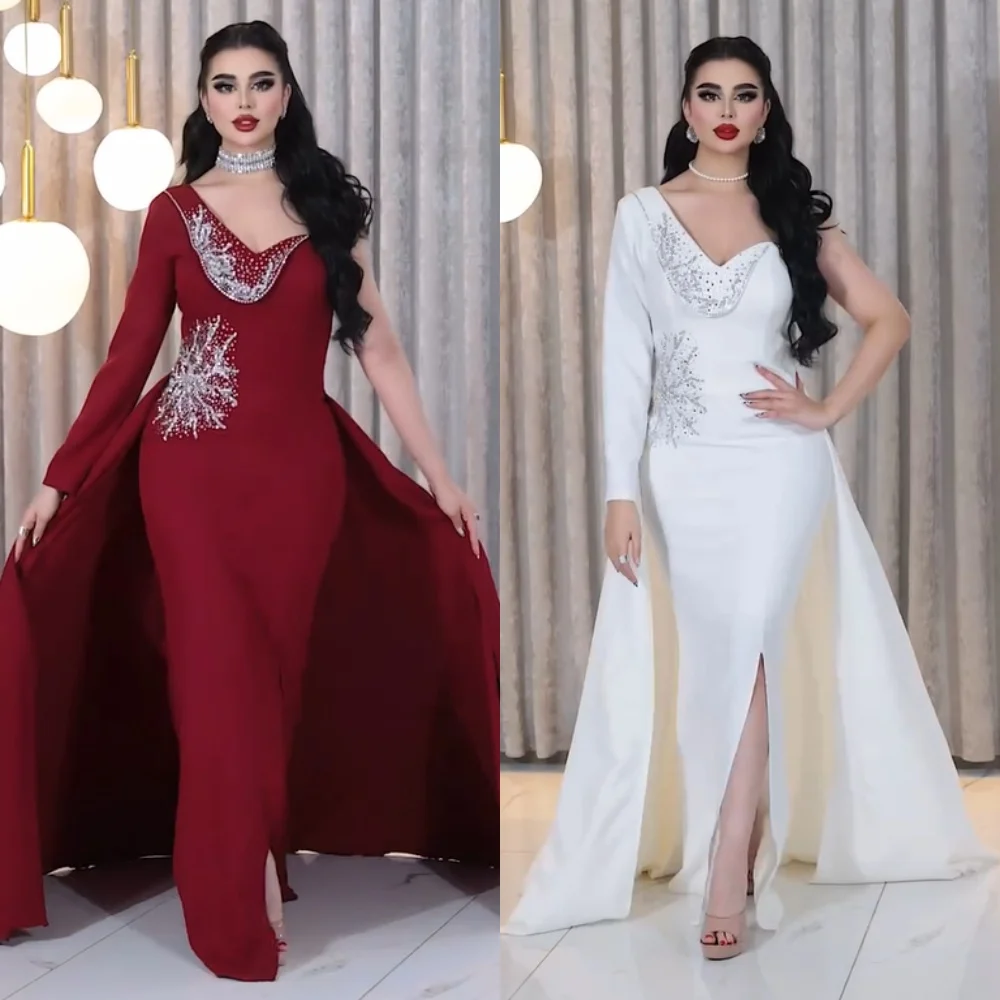 Customized High Quality Jersey Pattern Sequined Pleat Sheath One-shoulder Long Dresses Party Bespoke Occasion Exquisite
Customized High Quality Jersey Pattern Sequined Pleat Sheath One-shoulder Long Dresses Party Bespoke Occasion Exquisite