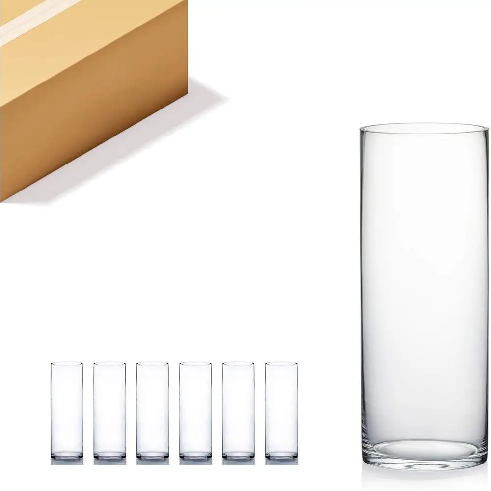 Clear Glass Cylinder Vases, 6 Wide x 16 Tall, Set of 6 for Terrariums, Candles, Weddings, Parties, Home & Office Decor
Clear Glass Cylinder Vases, 6 Wide x 16 Tall, Set of 6 for Terrariums, Candles, Weddings, Parties, Home & Office Decor