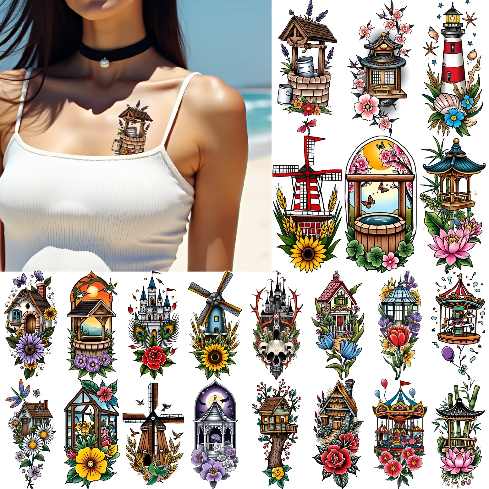 9pcs Temporary Tattoo Treehouse New School Traditional Water Tower With Lotus Pagoda With Lotus Temporary Tattoo Stickers For
9pcs Temporary Tattoo Treehouse New School Traditional Water Tower With Lotus Pagoda With Lotus Temporary Tattoo Stickers For