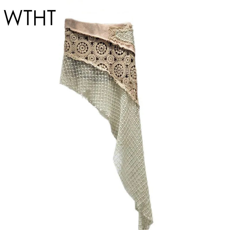 WTHT Fashion 2025 Summer Women's Hollow Out Spliced Lace Mini Skirts Trendy Knit Hip-wrapping Irregular Skirt Female 1LS1471
WTHT Fashion 2025 Summer Women's Hollow Out Spliced Lace Mini Skirts Trendy Knit Hip-wrapping Irregular Skirt Female 1LS1471