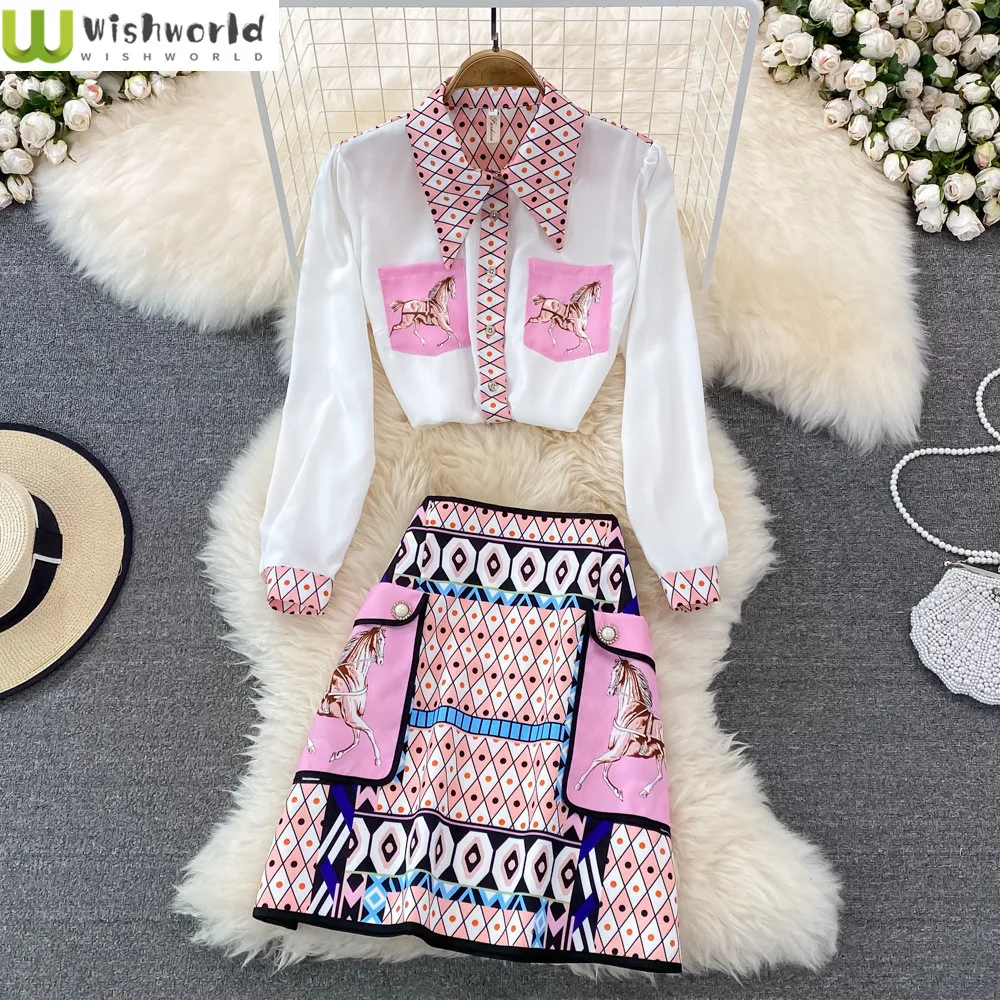 2025 Spring/Summer Temperament Printed Loose Long Sleeved Shirt+high Waisted Skirt Short Skirt Two-piece Set
2025 Spring/Summer Temperament Printed Loose Long Sleeved Shirt+high Waisted Skirt Short Skirt Two-piece Set